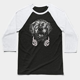 Dog with headphones and cool music glasses Baseball T-Shirt